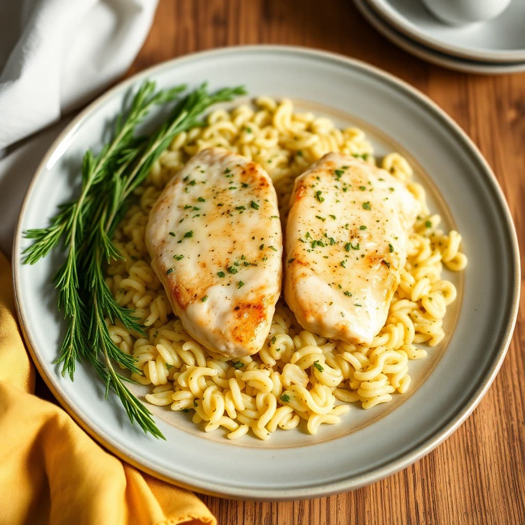 Zesty Chicken Picatta with Lemon Herb Orzo
