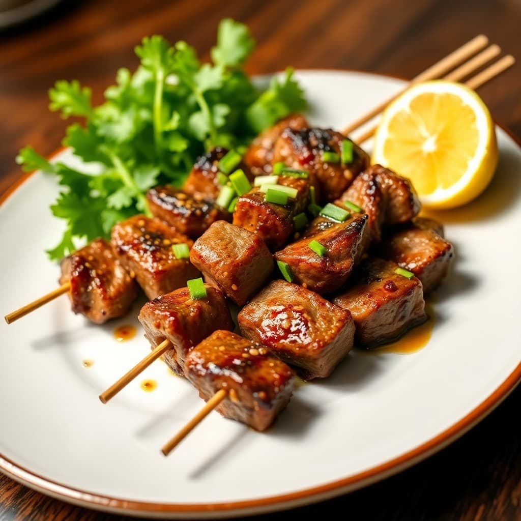 Vietnamese Lemongrass Beef Skewers with Charred Scallion Oil