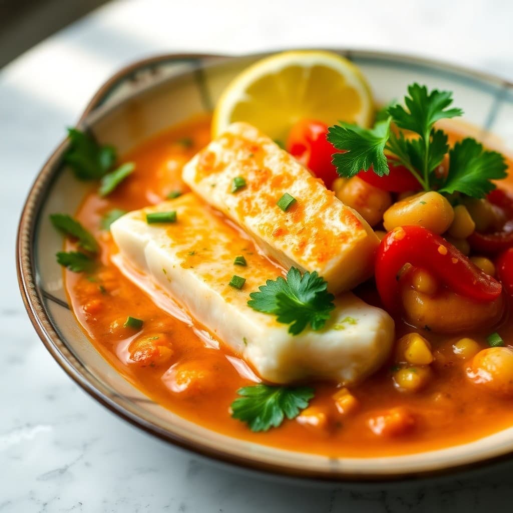 Brazilian Moqueca with Cilantro-Lime Cod and Coconut Broth