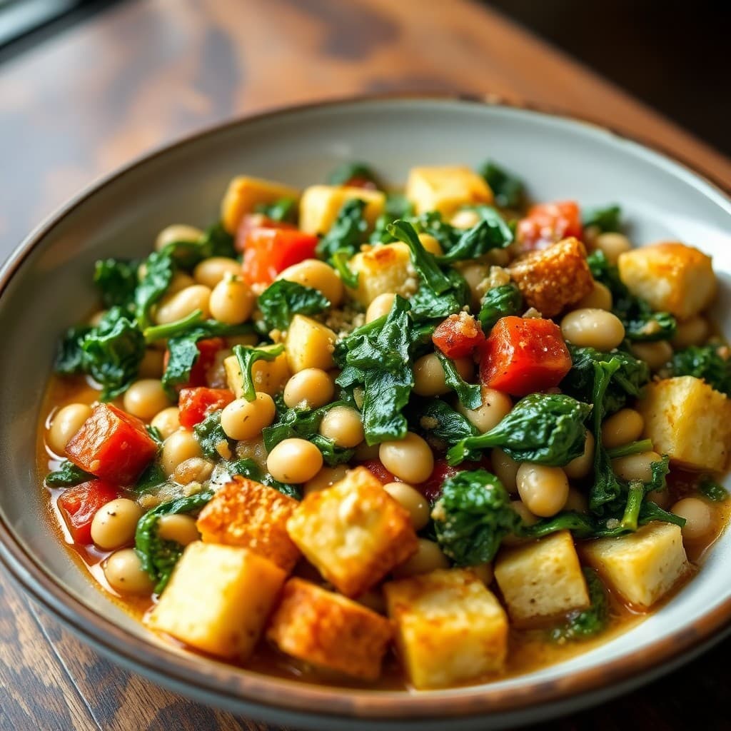 Italian White Bean & Kale Ribollita with Crispy Polenta Croutons