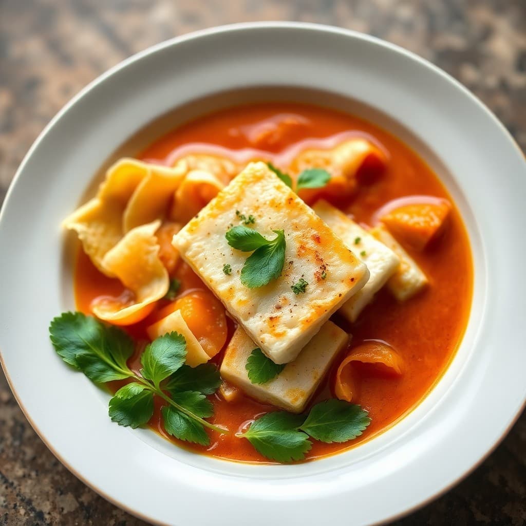 Brazilian Moqueca with Coconut Broth & Crispy Cassava Root