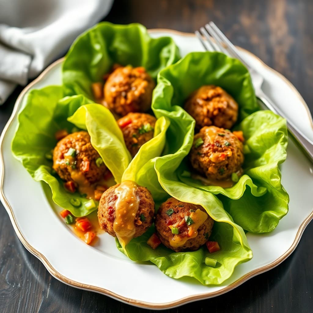 Moroccan Spiced Lamb Meatball Lettuce Wraps