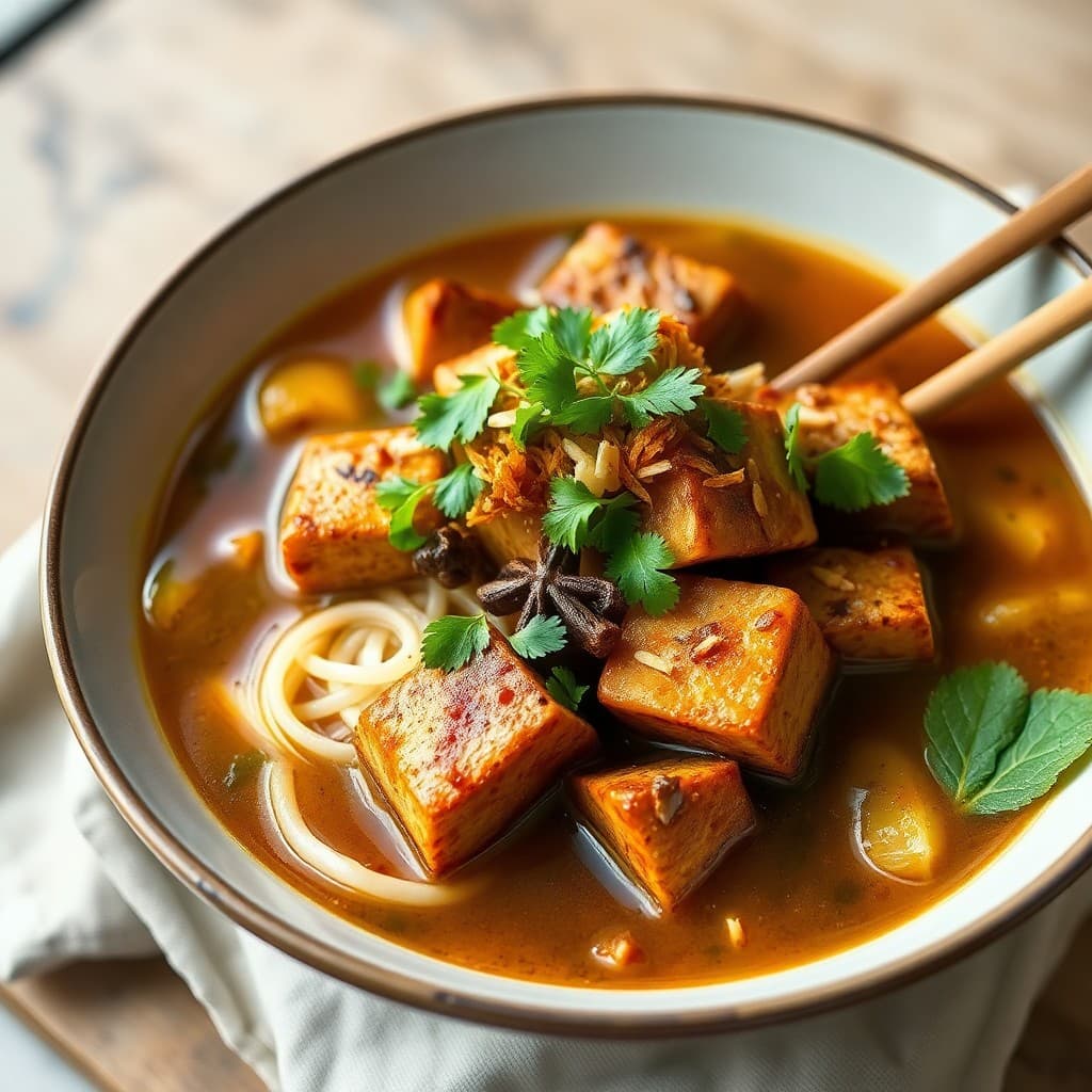 Vietnamese Caramelized Tofu & Mushroom Pho Broth